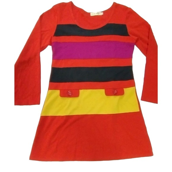 Moon River Womens Size Small Retro Dress Orange Yellow Scoop Neck Dress - Picture 1 of 10